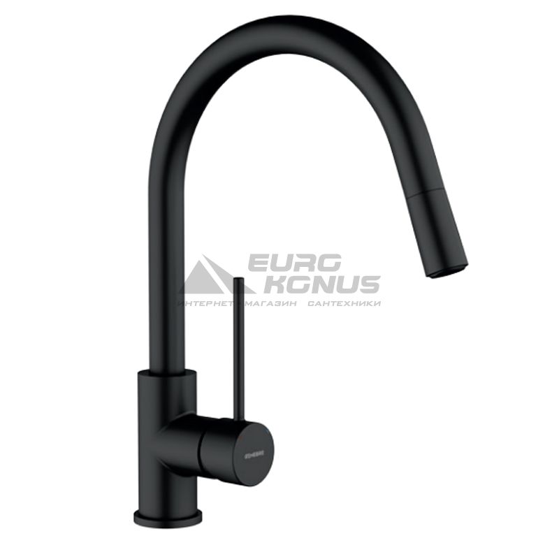 GENEBRE Смеситель для кухни однорычажный с выносным шлангом Tau Black (FRV61207 41)